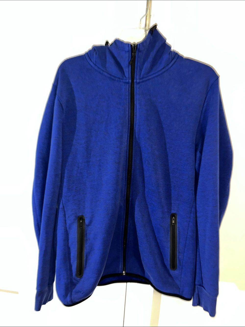 Uniqlo Blue High neck, full zipper, hooded Hoodie Sweatshirt L